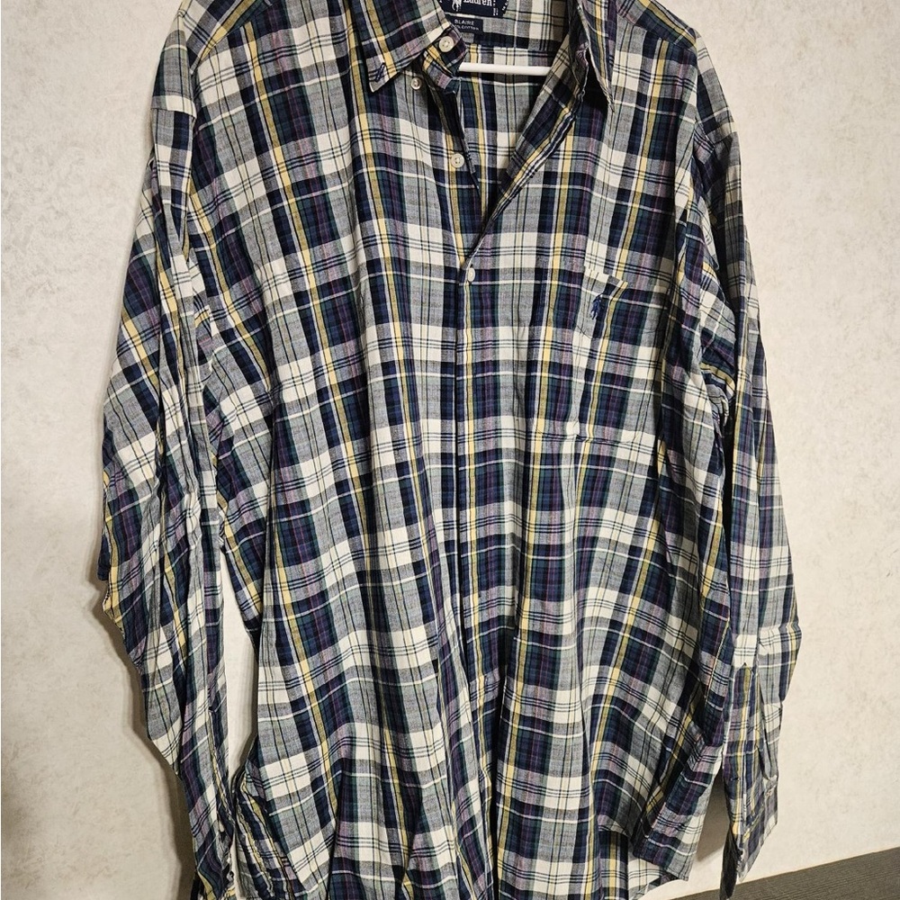 Ralph Lauren Navy and Yellow Plaid‎ Casual Shirt